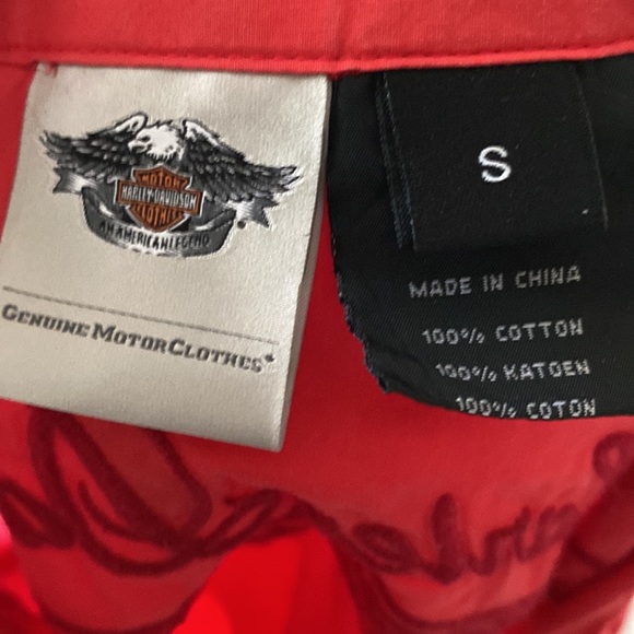 Coral HARLEY DAVIDSON Button Up Short Sleeve Top - Picture 3 of 4
